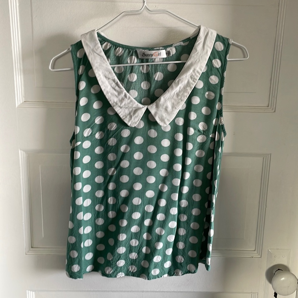2/$15 Sunny Girl polka dot blouse